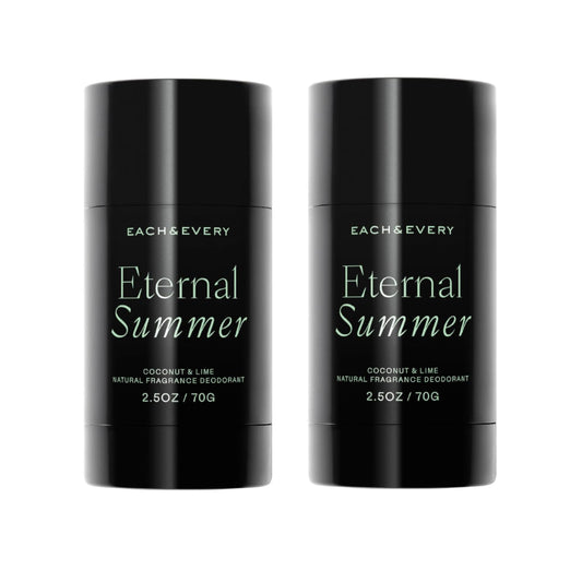 Each & Every Aluminum Free Deodorant for Men & Women, Coconut & Lime - All Natural Deodorant for Sensitive Skin, EWG Verified - Clean, Baking Soda-Free, Plant-Based Fragrance - 2.5oz, 2 Pack