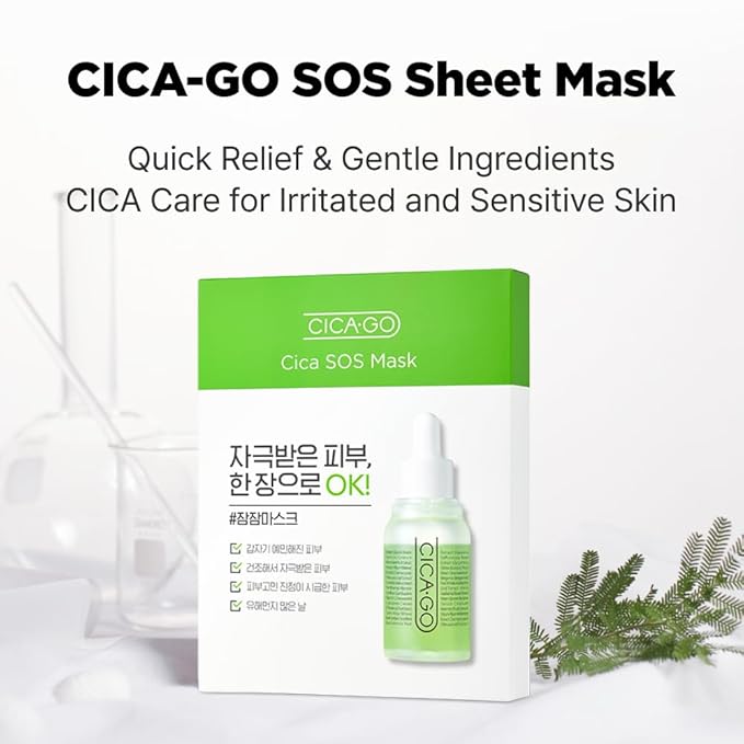 ISOI CICAGO Cica SOS Mask Pack, Intensive Soothing & Hydration Care for Sensitive & Irritated Skin, Fast-Acting Relief, Korean Skin Care (5EA)