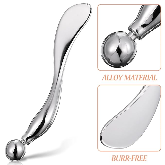 Zinc Alloy Eye Cream Spoon Eye Fatigue Relief Massage Tool for Skincare Makeup Application and Facial Care Silver Eye Spoon for Cream and Gel Application