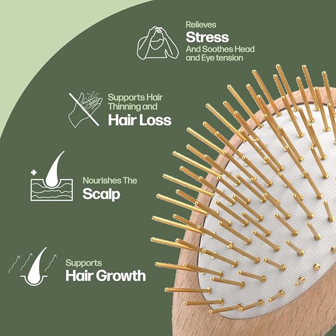Uffy Acubrusher – Bamboo Bristle Gua Sha Hair Brush - Ergonomic Scalp Massager for Dandruff & Hair Growth, Suitable for All Hair Types - Ideal Gift for Mom in Turquoise Blue