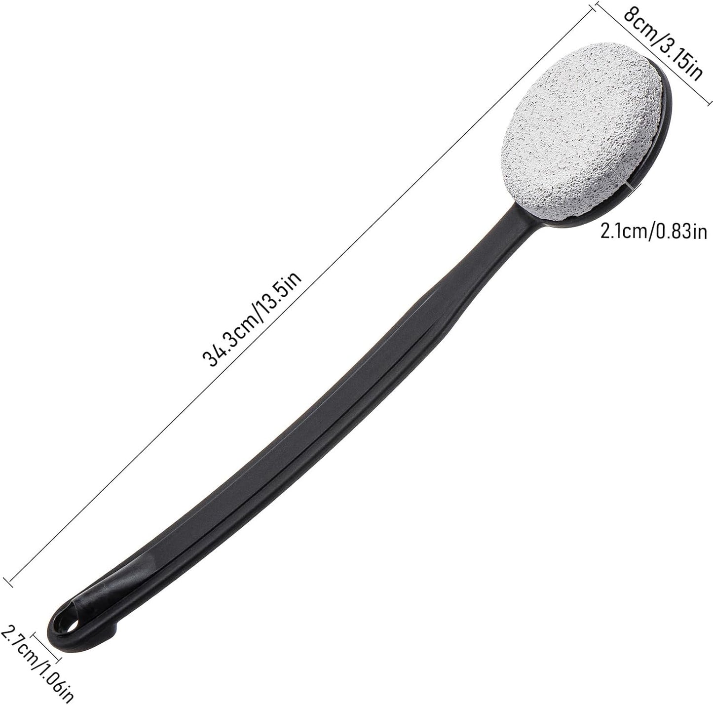Pumice Stone for Feet with Long Handle (Curved Handle,Black, Count, 1.0)