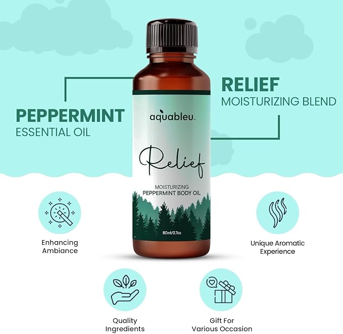 Peppermint Massage Oil – Aromatherapy Blend for Refreshing Relief – 80ml Bottle – Energizing and Rejuvenating – Great Gift for Women