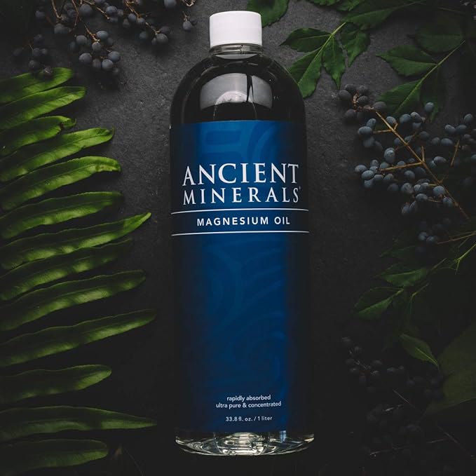 Ancient Minerals Magnesium Oil Refill Bottle, high Concentration Topical Genuine Zechstein Magnesium Chloride Topical Magnesium (33oz)