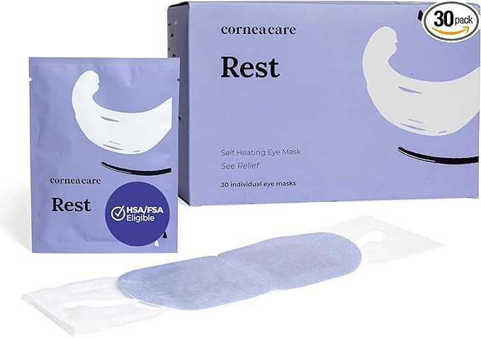 Rest: Self Heating Warm Compress for Dry Eyes | Heated Eye Mask for Fast Relief | No Microwave or Washcloth Needed | Travel Ready | 30 Count | FSA & HSA Eligible