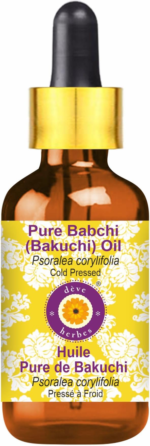 dève herbes Pure Babchi Oil (Psoralea corylifolia) with Glass Dropper Cold Pressed 100ml (3.38 oz)