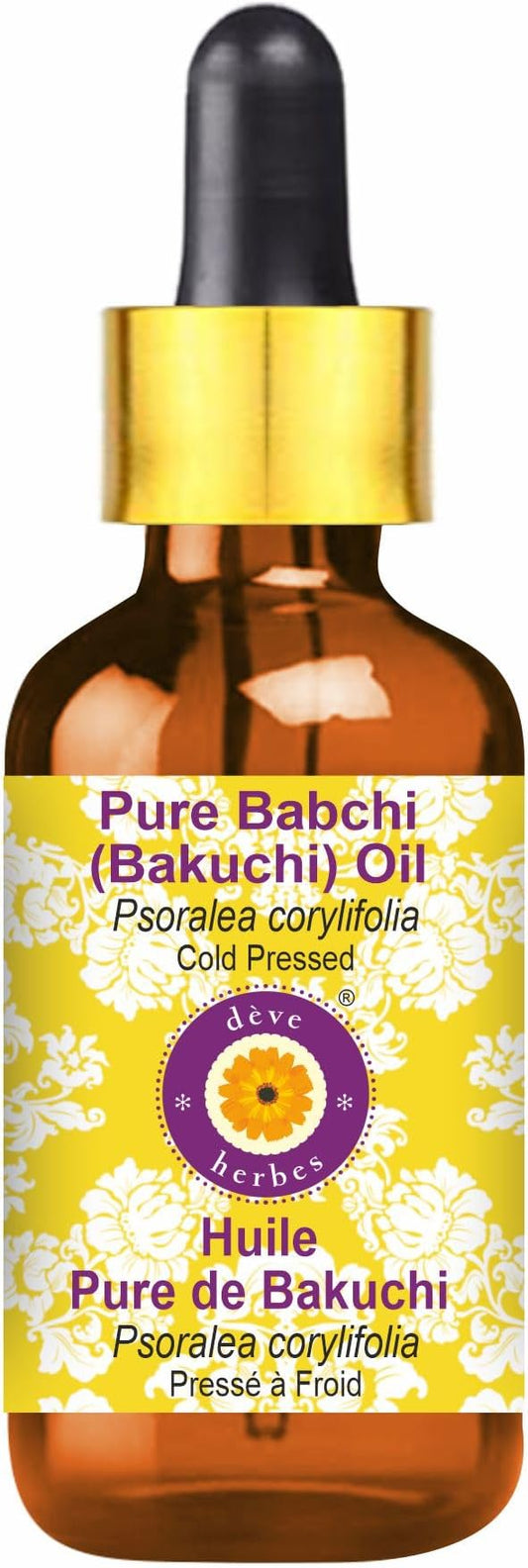 dève herbes Pure Babchi Oil (Psoralea corylifolia) with Glass Dropper Cold Pressed 100ml (3.38 oz)