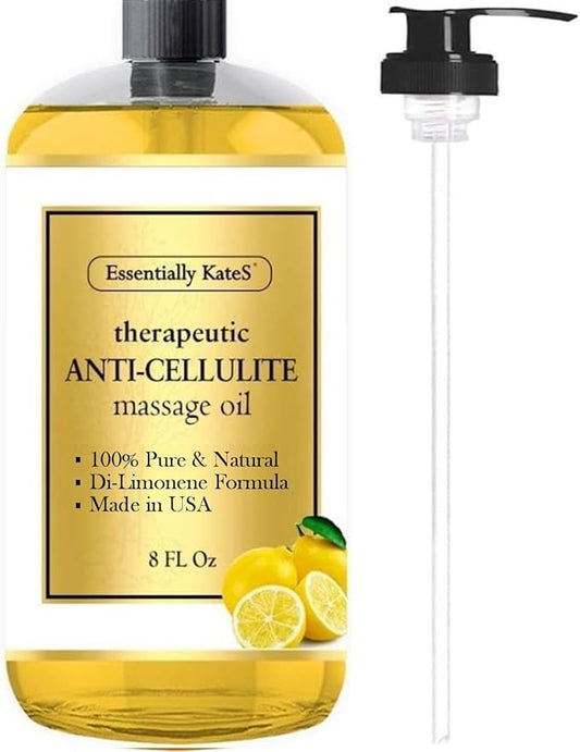 Cellulite Massage Oil 8 Fl Oz - Helps Break Down Fat Cells in Hip, Thighs, Buttocks, and Abdomen - Absorbs Immediately - Beautiful Scent