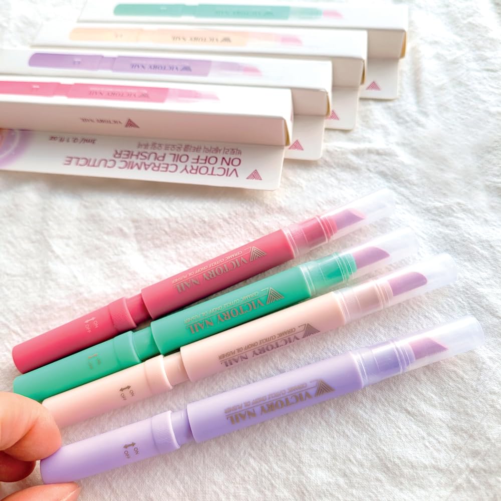 1PCS Ceramic Cuticle On/Off Oil Pusher Cuticle Pusher (Pink)