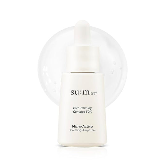 SU:M Micro-Active Calming Ampoule (0.5 fl oz) - Soothing Serum for Redness & Uneven Skin Texture, Provides Quick Relief for Sensitive Skin, Herbal Scent, Korean Skin Care