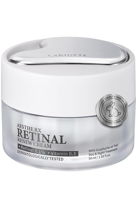 LABIOTTE AESTHE RX Retinal Renew Cream w/Guasha Tool | Korean Moisturizer Face Cream for Women & Men w/Retinal | Tightening Lifting Skin Cream for Mature Skin 50ml/1.69 fl oz