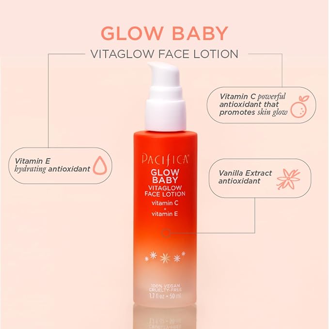 Pacifica Glow Baby Face Lotion & Eye Cream Set of 2 – Brightening Vitamin C Moisturizer + Depuffing Eye Cream with Caffeine & Hyaluronic Acid, Daily Hydration for Glowing Skin, 100% Vegan Clean Beauty