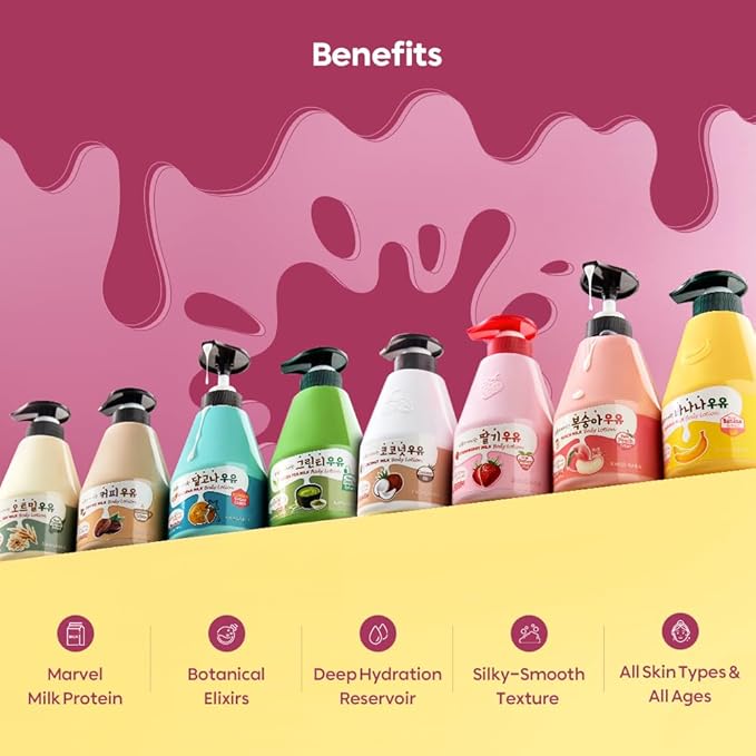 WELCOS Kwailnara Dalgona Milk Body Lotion & Body Wash Set – Energizing & Moisturizing Korean Skincare Set with Dalgona Extract, 560g / 19.75oz Each