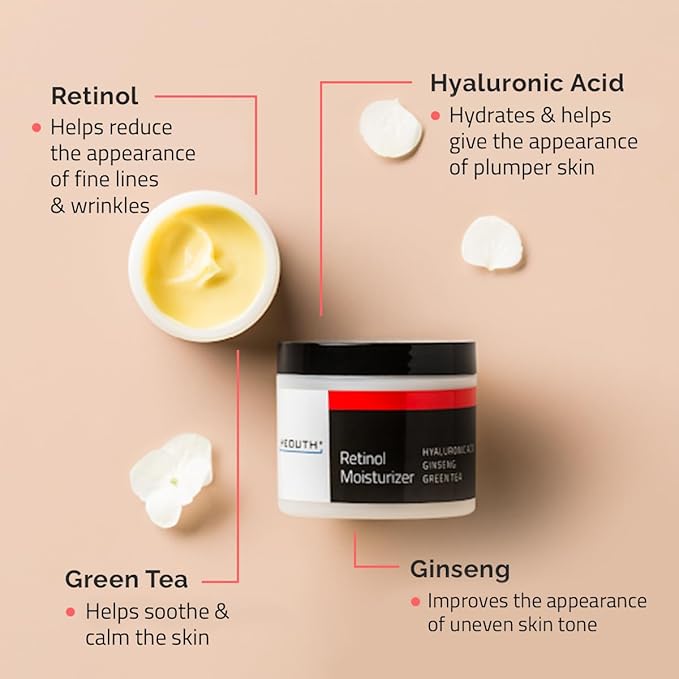 YEOUTH Retinol Cream for Face, Retinol Face Cream for Women and Men with Hyaluronic Acid and Green Tea, Night Moisturizer for a Smoother Appearance 1oz