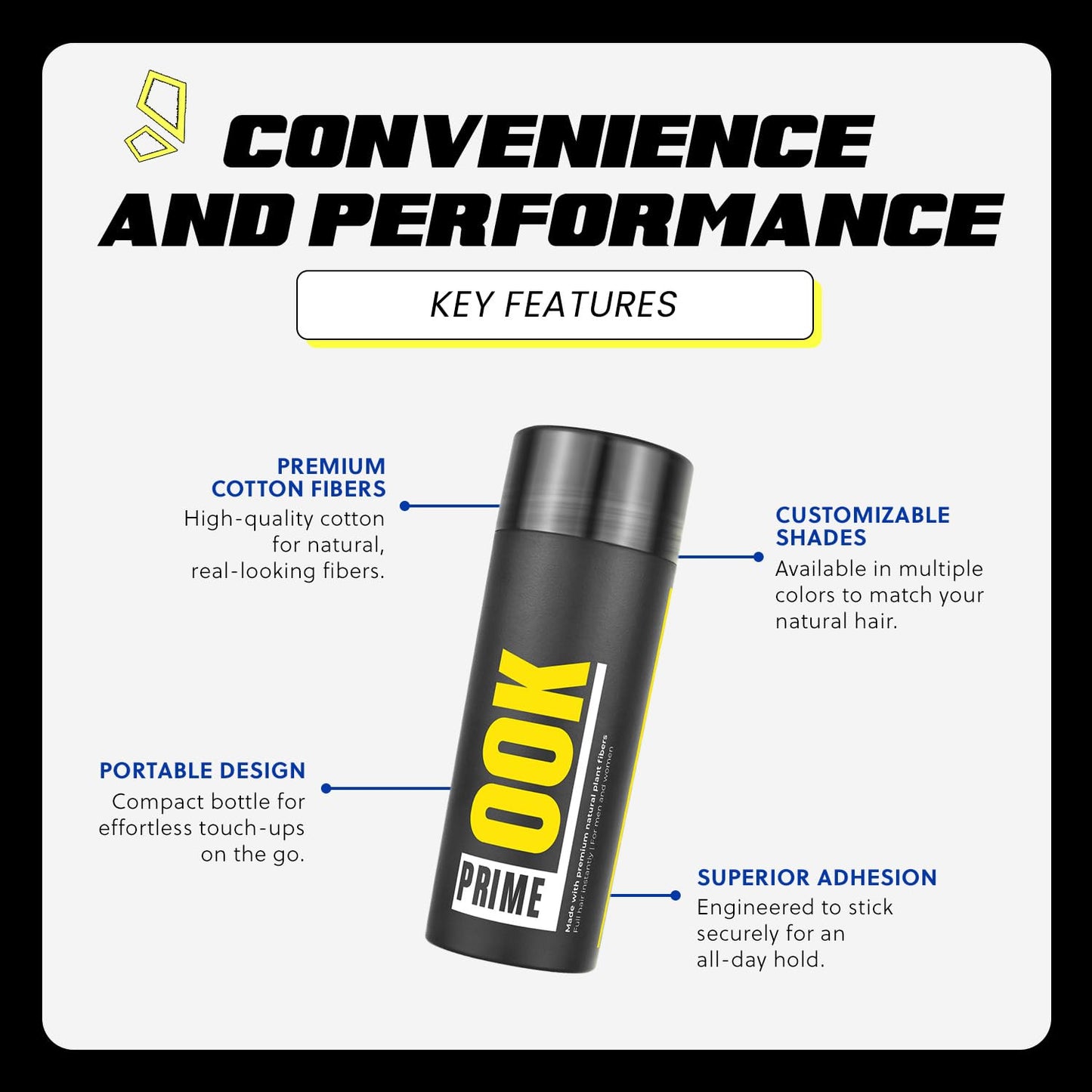 PrimeLook Hair Building Fibers, Luxurious Building Fibers for Thinning Hair, Superior Formula for Men & Women, Instant Volume, Matches Colors (27.5g, Medium Brown)