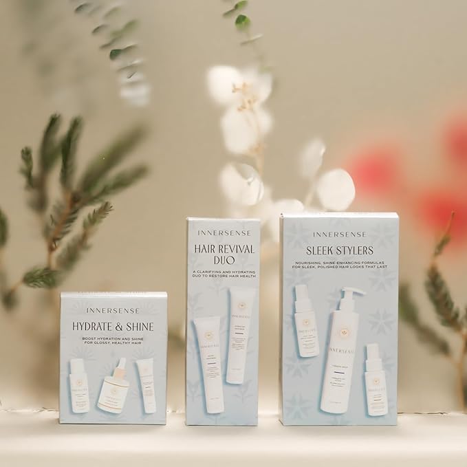 INNERSENSE Organic Beauty - Sleek Stylers Set | I Create Hold, Sweet Spirit Leave-In Conditioner, Hair Love Prep Spray | Non-Toxic, Cruelty-Free, Clean Haircare (3 piece set)