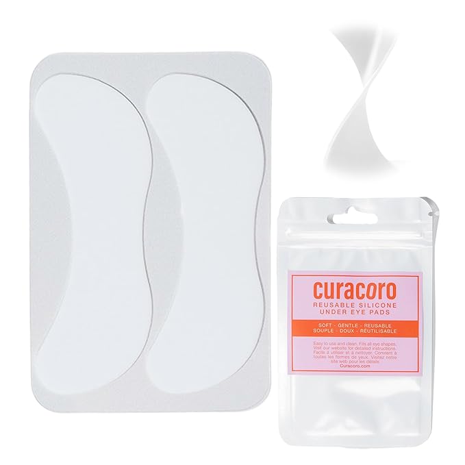 Curacoro Reusable Eye Pads, Silicone Under Eye Patches Lash Lift Cover Eyelash Extension | Soft Pads for Sensitive Skin during Eyelash Perm Lamination & Lash Extensions Remover (White, Style 2)