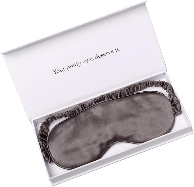 Silk Sleep Mask Light Blocking Luxury 100% Mulberry 19mm Silk Eye Mask Eye Cover Blindfold Ultra Soft Light & Comfy Anti Aging Skin Care with Travel Bag Gift Package