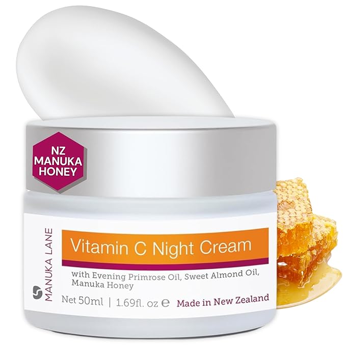 Vitamin C Night Cream for Face and Neck with Evening Primrose Oil, Manuka Honey & Sweet Almond Oil | Plant Based Formula | Carefully formulated to keep your skin young and healthy!