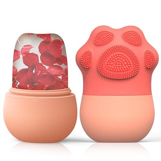 Ice Face Roller, Ice Mold for Face and Eyes,De-Puff Eye Bags,Reduce Migraine Pain,Reusable Massage Silicone Ice Mold Skin Care Tools(Pink)