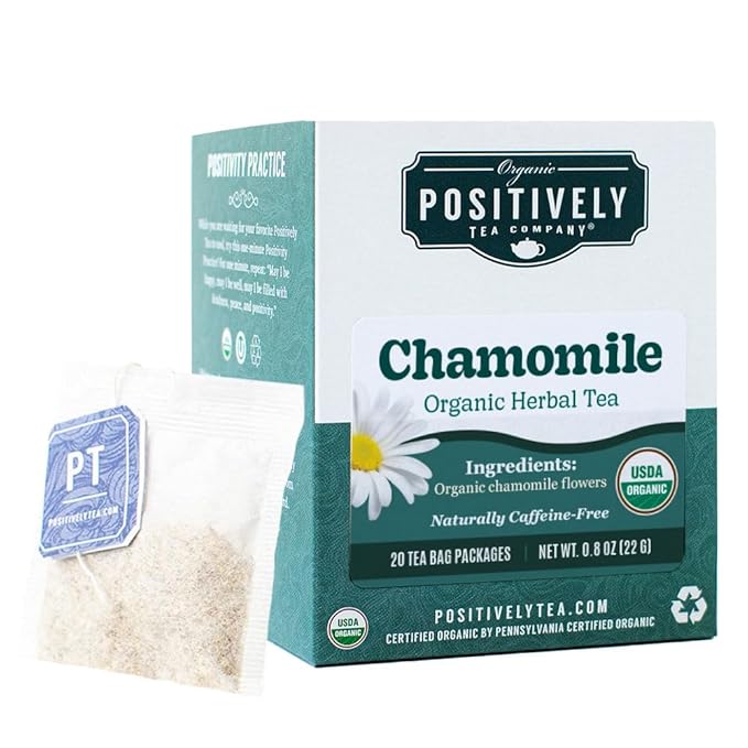 Organic Positively Tea Company, Chamomile Herbal Tea Bags, 20 Count