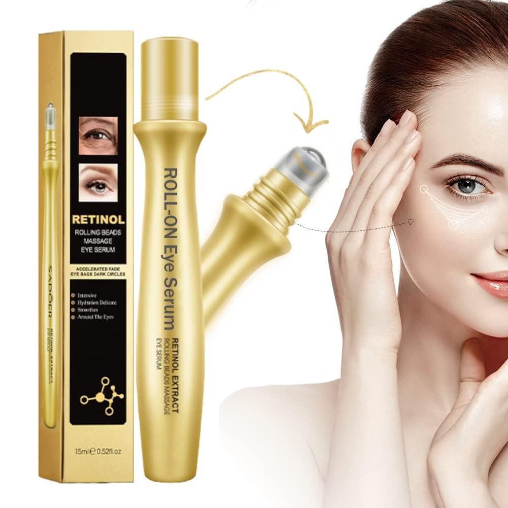 Eye Serum, Under Eye Roller Cream for Dark Circles, Anti-aging Wrinkles And Firming, 360° Massage Ball Ice Roller For Fine Lines, Bags, Puffy Eyes, Eye Skin Care For Women Men