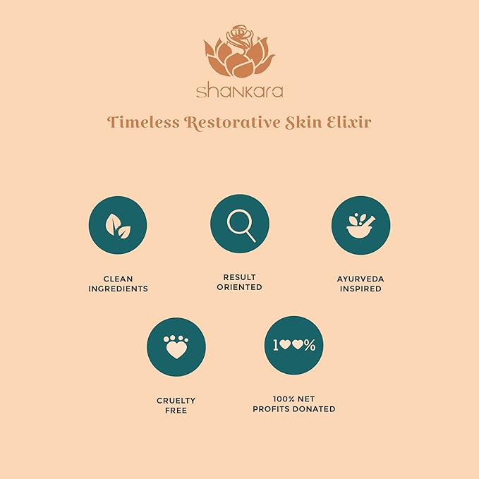 Shankara Timeless Restorative Skin Elixir - 2-in-1 Ayurvedic Anti Aging Facial Serum and Kumkumadi Face Oil with Pure Red Gold Saffron, Vitamin C, & Sandalwood - Ayurveda-Inspired Skincare