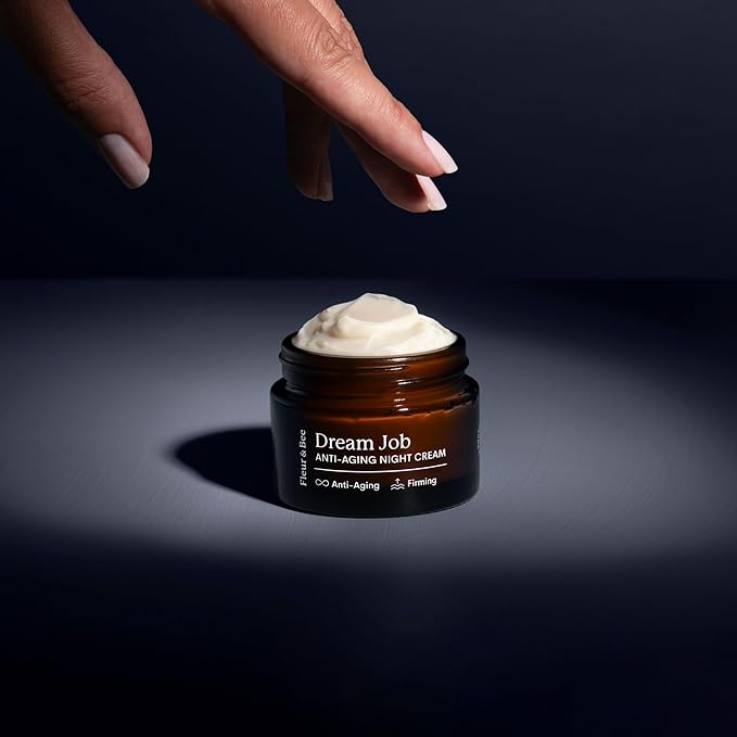 FLEUR & BEE Anti Aging Night Cream | Clean, 100% Vegan | Overnight Repair Face Cream to Improve Fine Lines and Wrinkles | Dream Job 1.5 oz