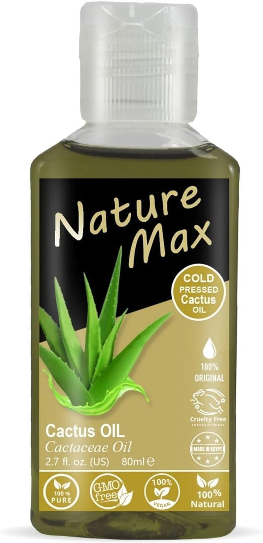 Nature Max Cactus Oil Essential Premium Oils Natural Undiluted Pure for Hair and Skin Care Cold Pressed No Additives No Preservatives Non GMO Kosher Halal (1 Pack = 2.70 oz / 80 ml) زيت الصبار