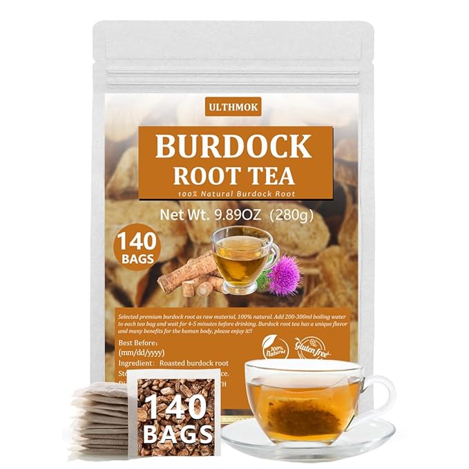 Premium Burdock Root Tea Bags,140 Tea Bags.100% Natural Burdock Tea,No Additives,Caffeine Free.