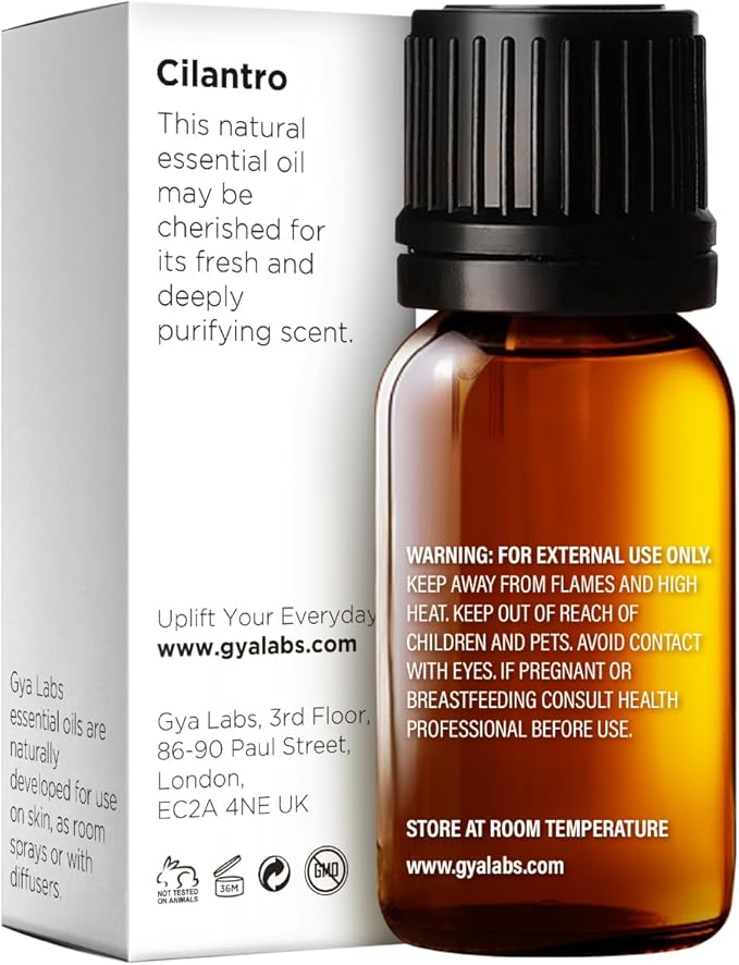 Gya Labs Cilantro Essential Diffusers - for Skin - Cilantro Oil for Aromatherapy, Massage Oil Candles Making - Fresh Herbaceous Scent - 100% Natural (0.34 Fl Oz)