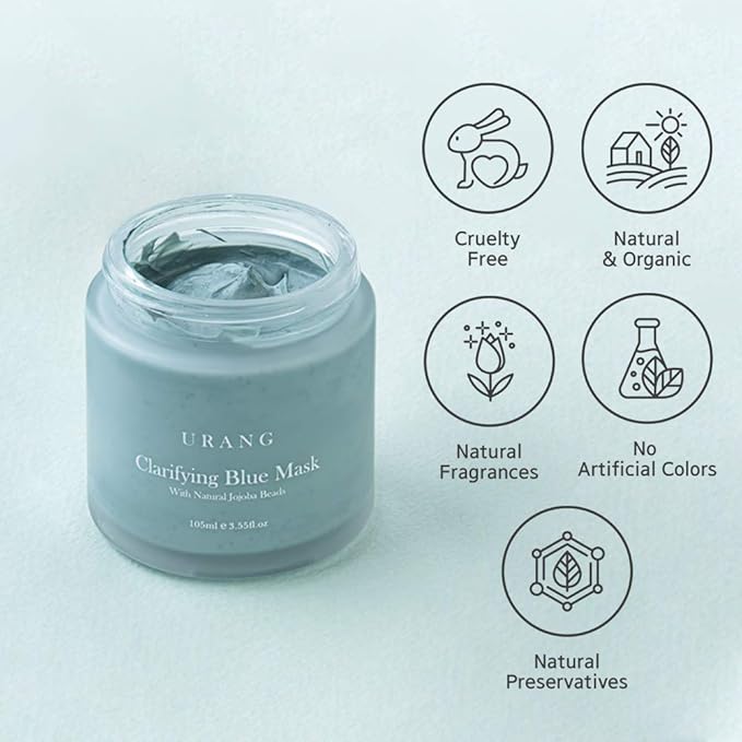 Clarifying Blue Face Mask 3.55 oz | Wash-Off, Clarifying & Exfoliating Blue Clay Face Mask With Jojoba Beads | Reduce Acne, Blackheads & Tighten Pores | Safe For All Skin Types Dry & Sensitive