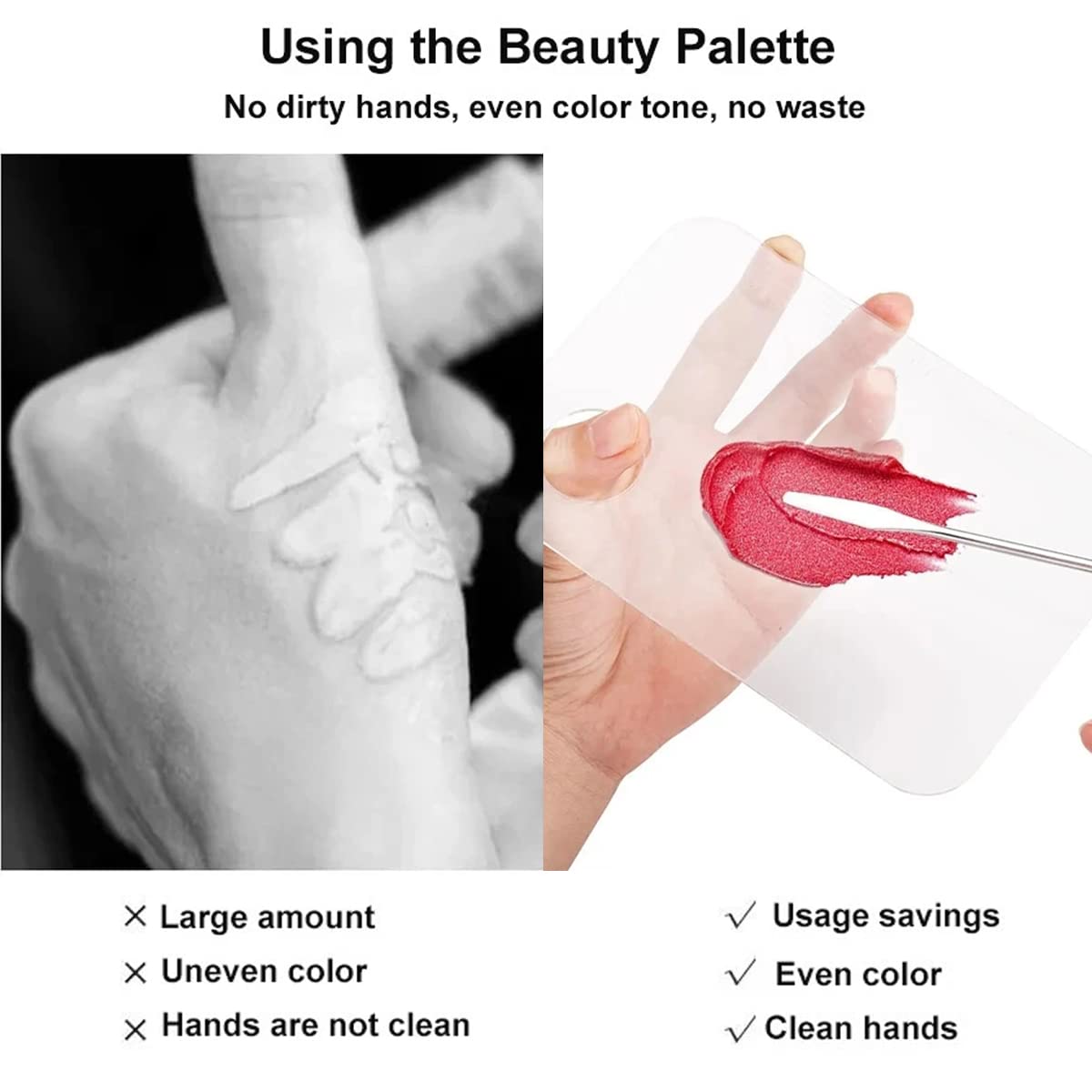 Acrylic Cosmetic Makeup Palette, 2 Pack Makeup Mixing Palette, Foundation Palette with Spatula Tool for Nail Art Eye Shadow Eyelash Makeup Professional Pigment Blending