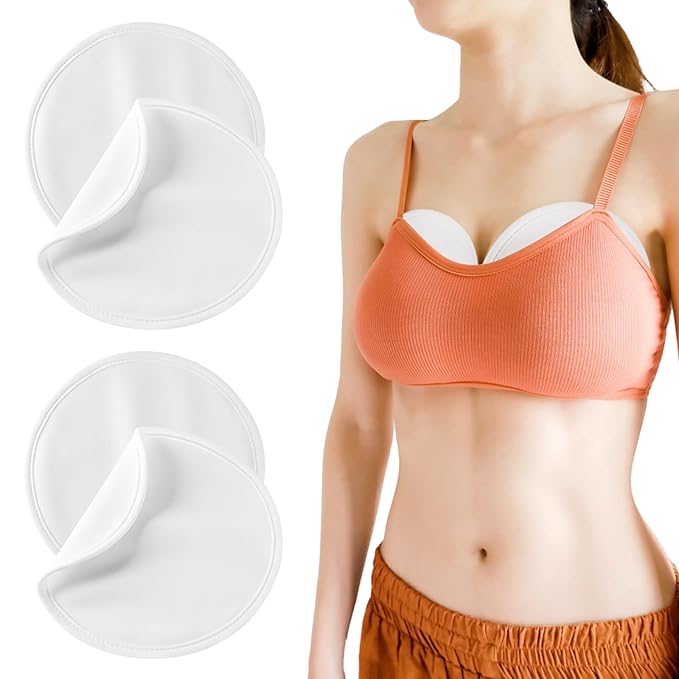 Castor Oil Pack for Breast, 4 PCS Reusable Organic Castor Oil Pack Wrap,Soft Breast Pads for Relaxing Sleeping (Oil Not Included) - White