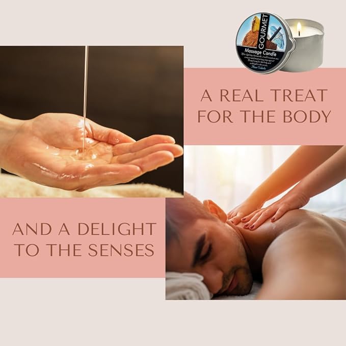 Gourmet Collection Piña Colada Massage Candle for Couples - Moisturizing & Hydrating Skin Care Body Massage Oils Candle - Natural, Vegan (6.76oz) 2344