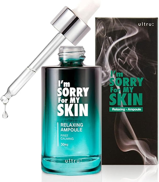 I'M SORRY FOR MY SKIN Facial Skin Ampoule, Korean Skin Care Serum for Face with Centella Asiatica and Hyaluronic Acid, Moisturizing & Glowing Effect (Relaxing Ampoule First Calming)