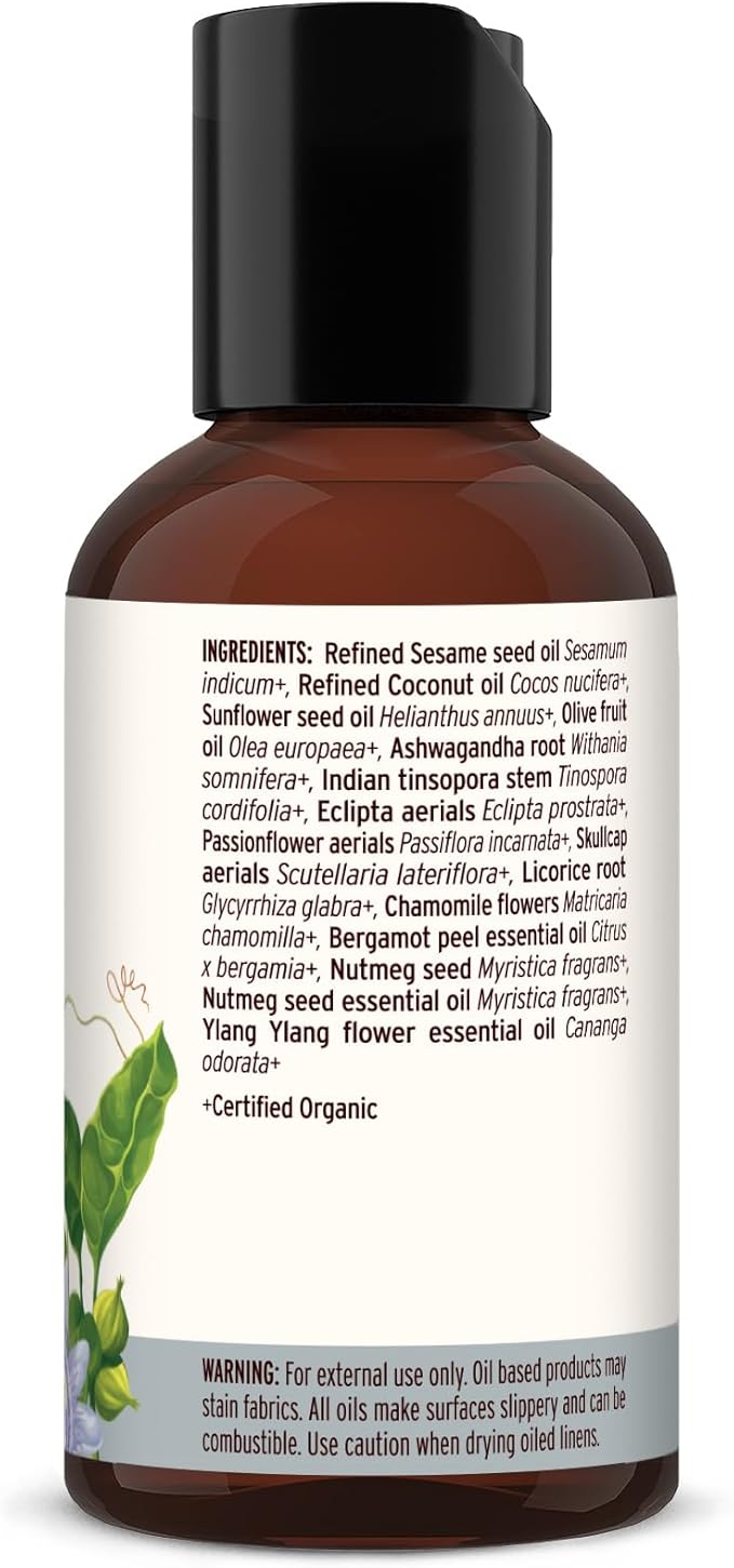 Banyan Botanicals Sleep Easy Oil – Organic Ayurvedic Herbal Massage Oil – Calming & Relaxing Massage Oil with Ashwagandha, Passionflower & Skullcap – 2 oz. – Non GMO Sustainably Sourced Abhyanga Oil