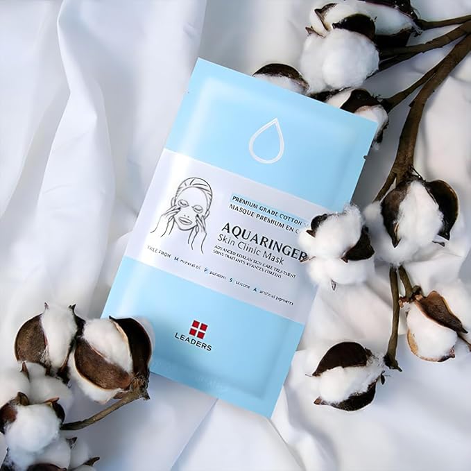 Leaders Insolution Aquaringer Skin Clinic Mask | Intense Hydration Treatment Mask with Swiss Glacial Water & Power Peptides | Moisturizing & Firming for Dry Skin, Fine Lines (5 Sheets)