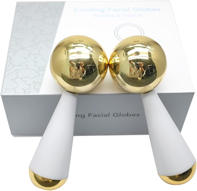 Facial Ice Globes and Roller, Cooling Massager for Face, Eyes and Neck, Cryotherapy Treatment for Puffiness, Dark Circles and Wrinkles