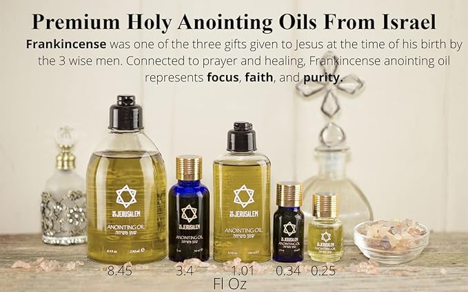 Frankincense Anointing Oil from Israel, Holy Spiritual Oils Bottles from Jerusalem Blessed, Handmade with Natural Ingredients and Blessed for Wedding Ceremony, Religious Use, 1.01 Fl Oz
