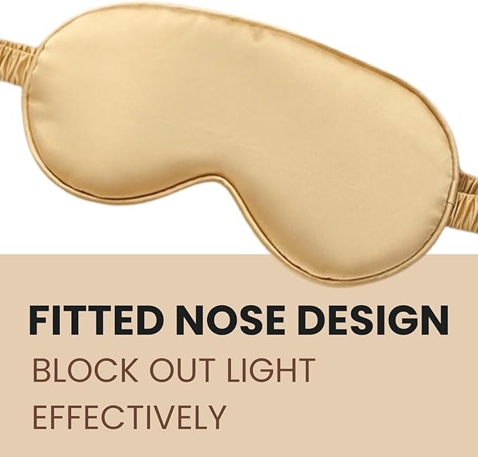 Silk Satin Sleeping Eye Mask, Gold Sleep Eye Mask Night Blindfold for Women and Men, Soft Breathable Blackout Eyeshade Eye Cover for Travel, Wedding Bridesmaid Gift
