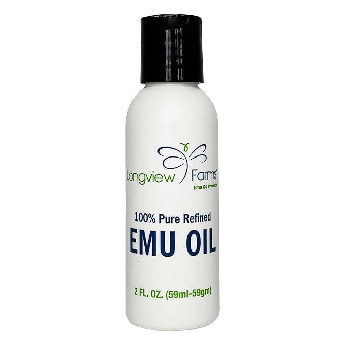 Longview Farms® Emu Oil - Hair and Body - 100% Pure & Refined Emu Oil for Skin & Hair Care | Premium Quality Hydration & Nourishment | 2 Fl. Oz