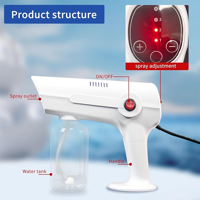 Portable Nano Steam Gun Hair Care Sprayer Hot Dyeing Care Red&Blue Micro Mist Machine Spray Gun Facial Steamer
