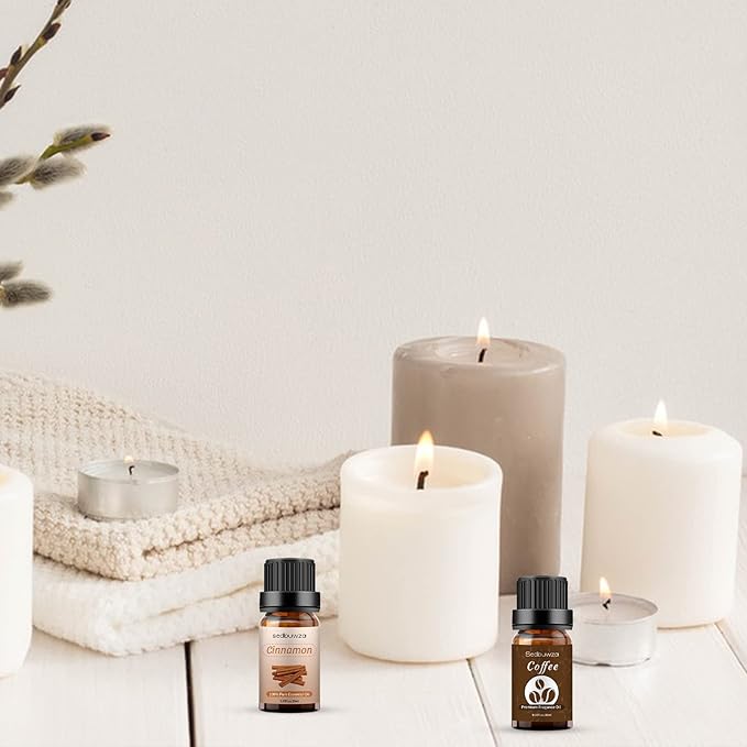 Sedbuwza Cinnamon Coffee Essential Oil Set, Cinnamon Fragrance Oil Coffee Scent Oil Set for Diffuser, Aromatherapy, Massage, Soap, Candle Making 2 x 10 ml