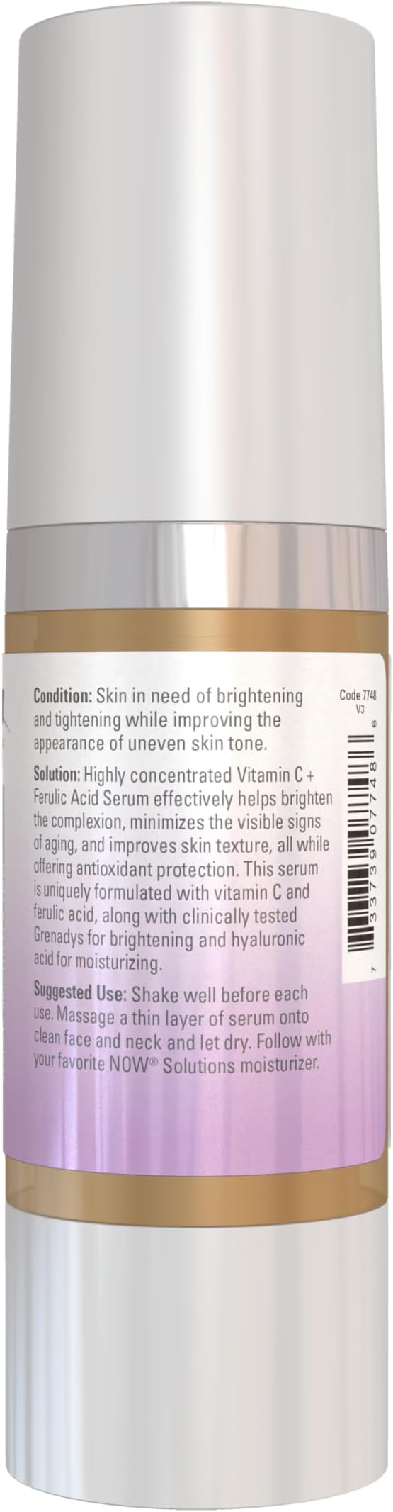 NOW Foods Solutions, Vitamin C Serum Plus Ferulic Acid, Skin Brightening and Tightening, Highly Concentrated, 1-Ounce