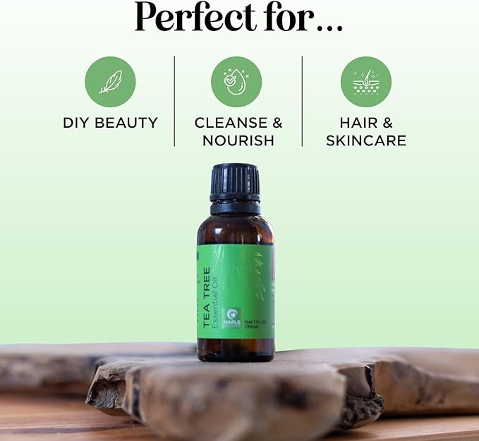 Pure Tea Tree Oil for Skin - 100% Pure Tea Tree Essential Oil for Scalp Care Aromatherapy and Natural Cleaning Solution - Super Potent AAA Non GMO Australian Tea Tree Oil for Hair Skin and Nails