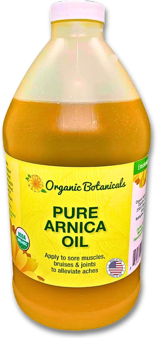 Arnica Oil - Pure Organic Muscle Soothing Discomfort - Organic Arnica Oil for Bruising and Swelling, Arnica Montana Oil for Muscle and Joint Discomfort, Arnica Massage Oil (64 oz)