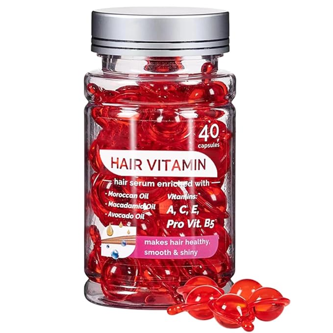 ENVISHA Hair Treatment Serum- No Rinse Moisturizing Capsules with Argan Jojoba Oils - Enriched with Vitamins A, C, E & Pro-Vitamin B5 for Frizz Control and Shine- 40 Capsules