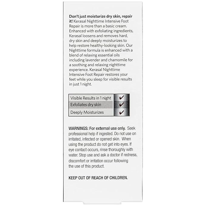 Kerasal Nighttime Intensive Foot Repair, Skin Healing Ointment for Cracked Heels and Dry Feet, 1 oz