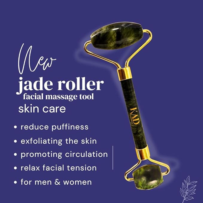 KAD Face Roller for Face Massage Tools 100% Natural Jade Roller Anti-Aging Reduce Puffiness Wrinkles