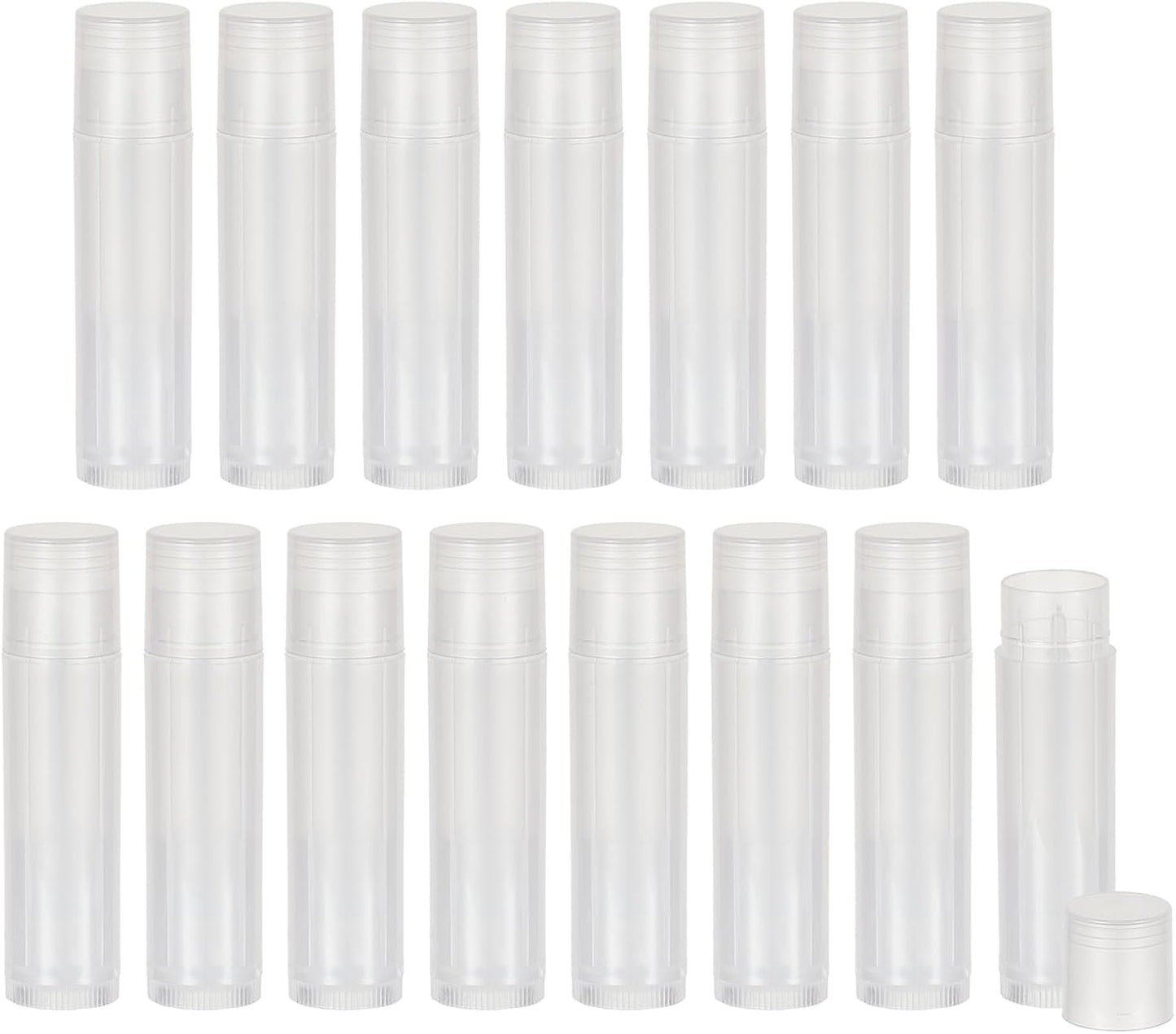 NICENEEDED 15 Pcs Lip Balm Tubes, Empty DIY Lipstick Tubes, Refillable 5g Lip Balm Containers Plastic Lip Gloss Tubes Deodorant Containers with White Caps Twist Tubes for making Gifts, Travel